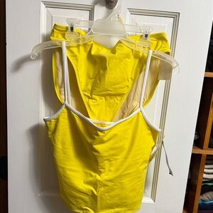 La Blanca High Leg High Waist Chartreuse Yellow Tankini Set  14  NWT!